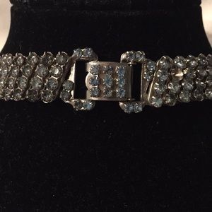 Vintage Light Blue Rhinestone Stretch Belt